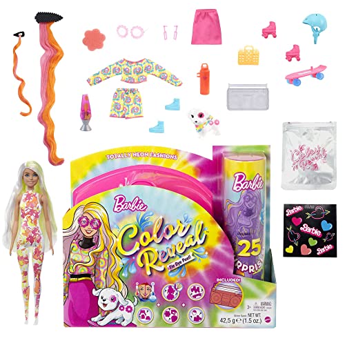 Barbie Color Reveal Set de regalo Serie Neon Tie-Dye Flor Muñeca que...