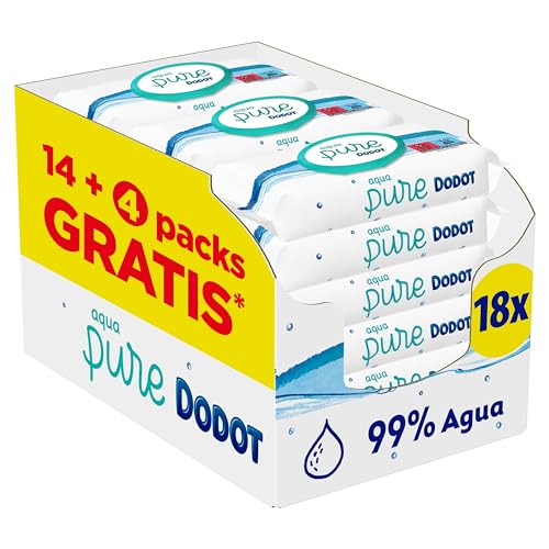 Dodot Toallitas Aqua Pure para Bebé, 99% Agua, 864 Toallitas, 18 Paquetes...