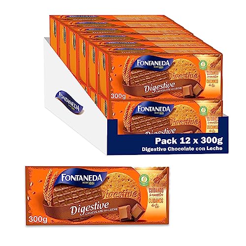 Fontaneda Digestive galletas con chocolate con leche Pack de 12