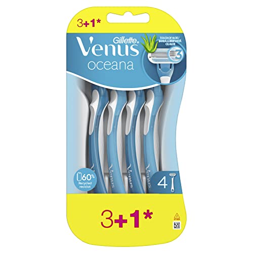 Gillette Venus Oceana Maquinilla de Afeitar Desechables Mujer, Paquete de 4 Cuchillas...