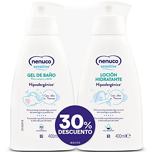 Nenuco - Sensitive pack loción hidratante con gel de baño hipoalergénico para...