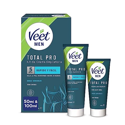 Veet Men Kit de Depilación para Zonas Íntimas del Cuerpo, Crema Depilatoria...