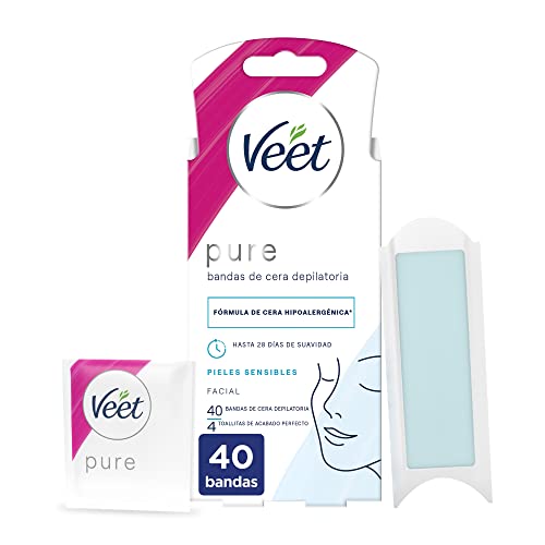 Veet Pure Bandas de Cera Fría Depilatoria para Depilación Facial Adecuado para...