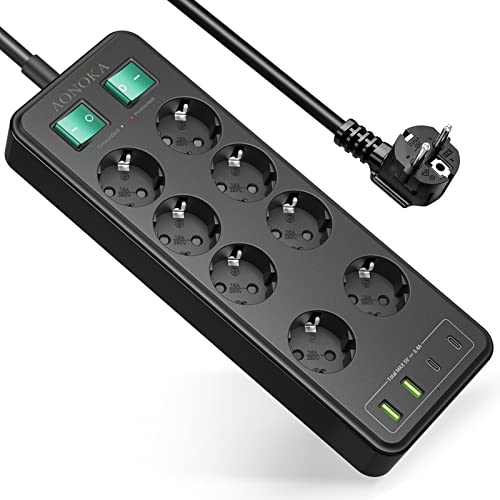 Regleta con interruptores independientes y cargador rápido