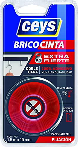 Ceys - Bricocinta Transparente - Extrafuerte - Doble cara - 100% adhesivo...