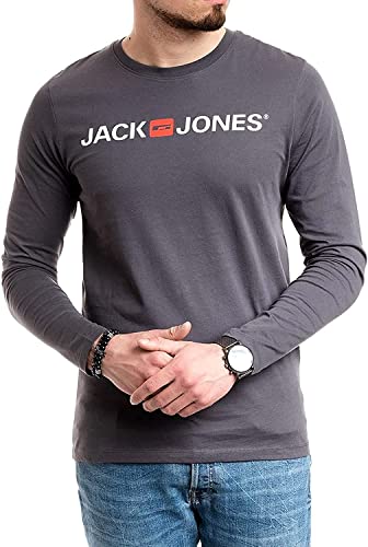 Jack & Jones Camiseta de Manga Larga para Hombre Cuello Redondo, Corte Regular (A-jj-long-AsphaltOpt1Corp-3XL)