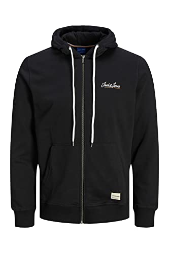 Jack & Jones Sudadera con Cremallera Jortons Ub Noos Chaqueta, Negro/Detalle: sólido, L para Hombre