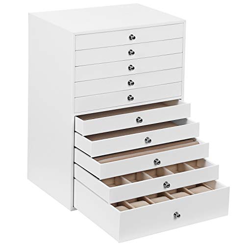 SONGMICS Caja joyero, para joyas XXL, Almacenamiento de belleza 10 cajones, Organizador...